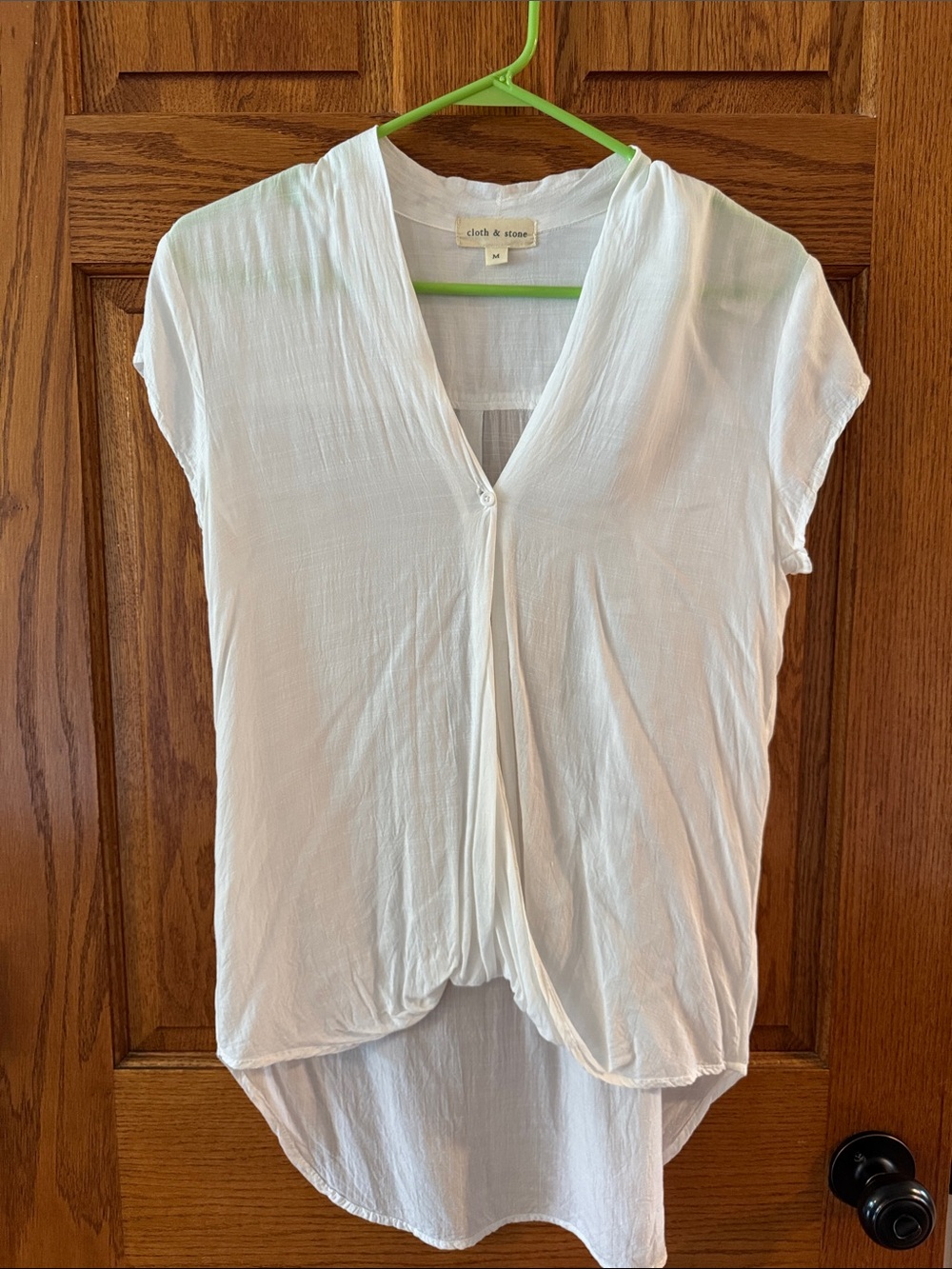cloth & stone White V-Neck Short Sleeve Tunic Top